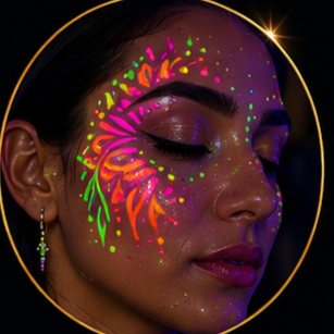 Pintura neon fluorescente no rosto